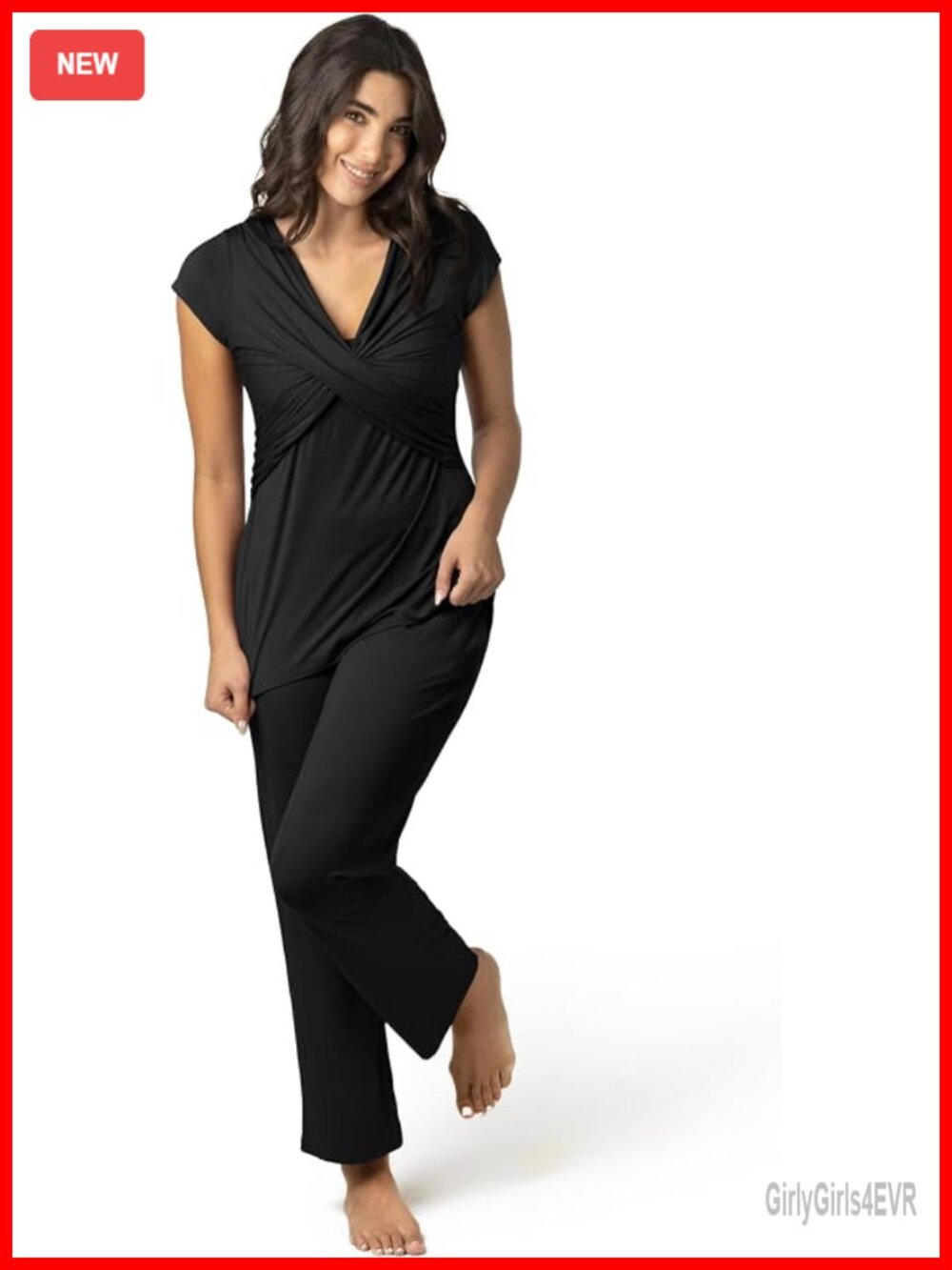 Short Sleeve Nursing Pajama Set - Maternity & Postpartum Lounge, Viscose from